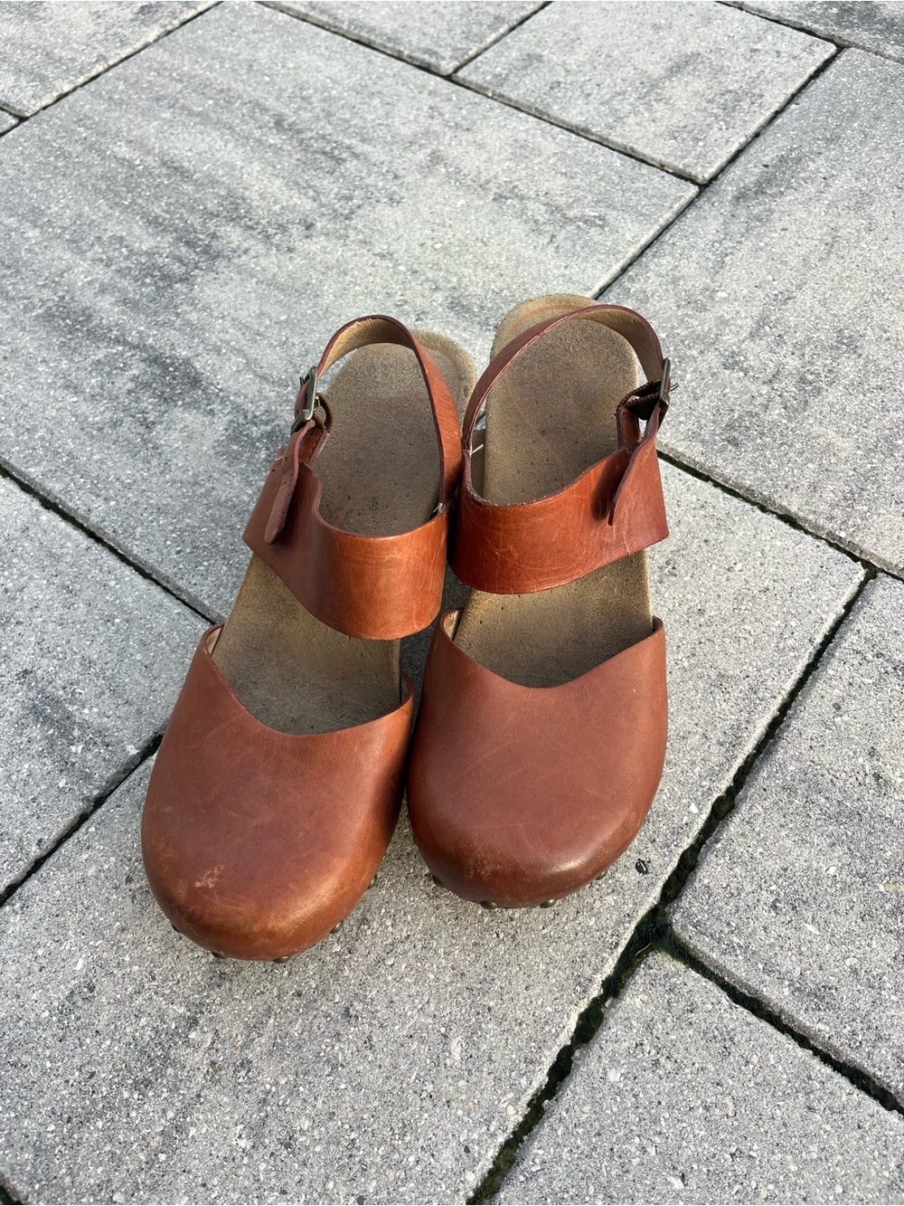 Dansko Women's Brown Leather Mary Jane Clogs